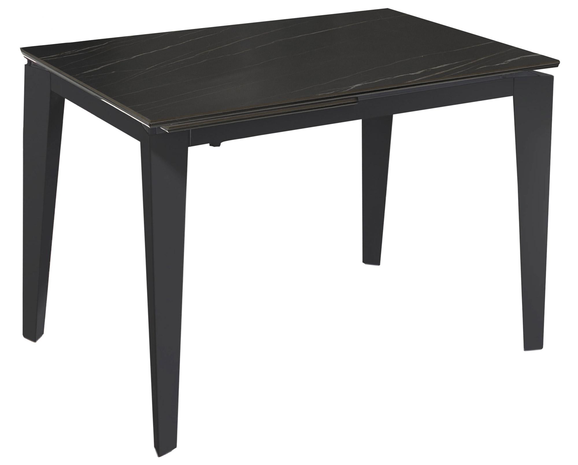 foto del prodotto tavolo allungabile 120 170x80x76 cm in metallo con top ceramica su vetro marmo nero