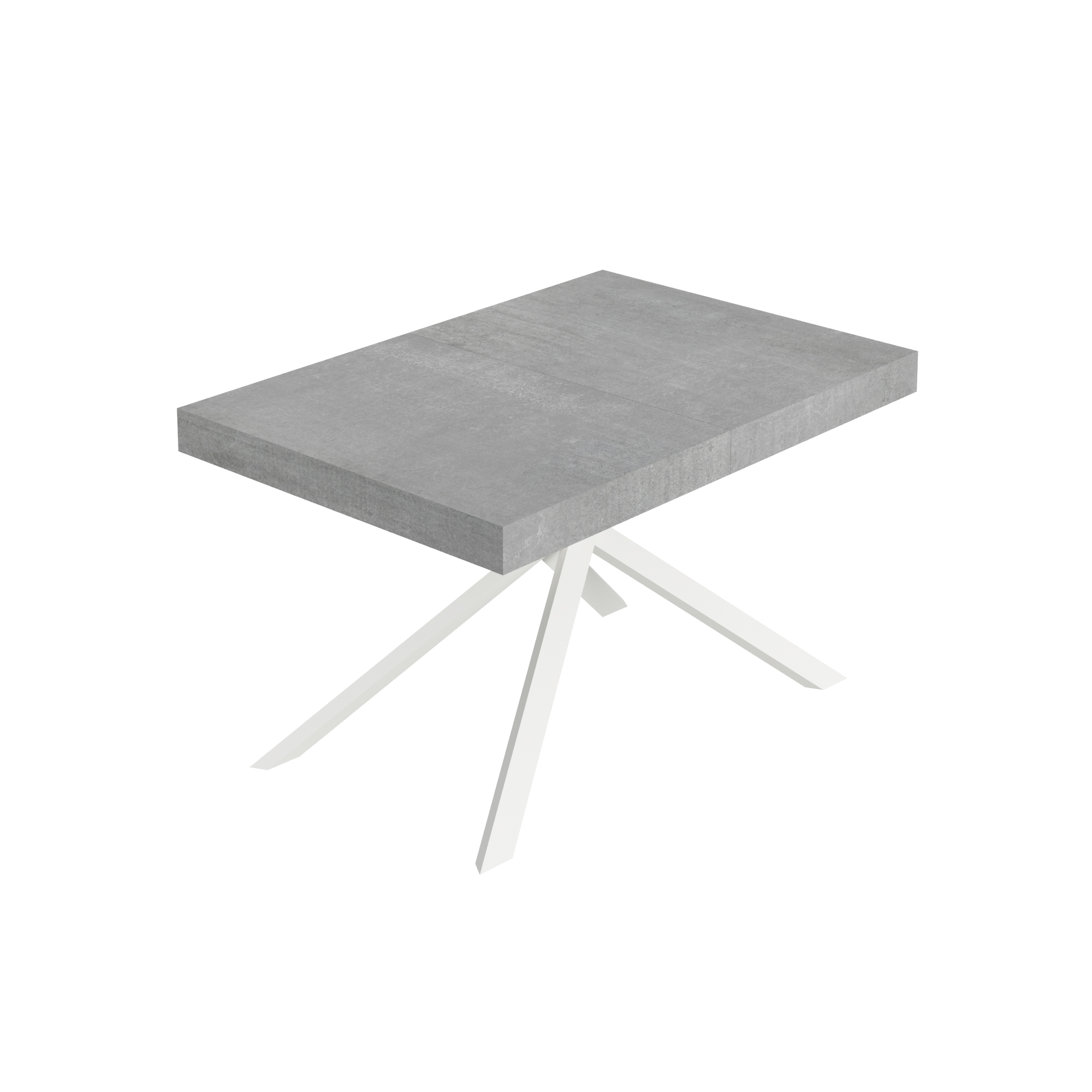 foto del prodotto tavolo allungabile 120 224x90x74 cm niket cemento gambe bianche