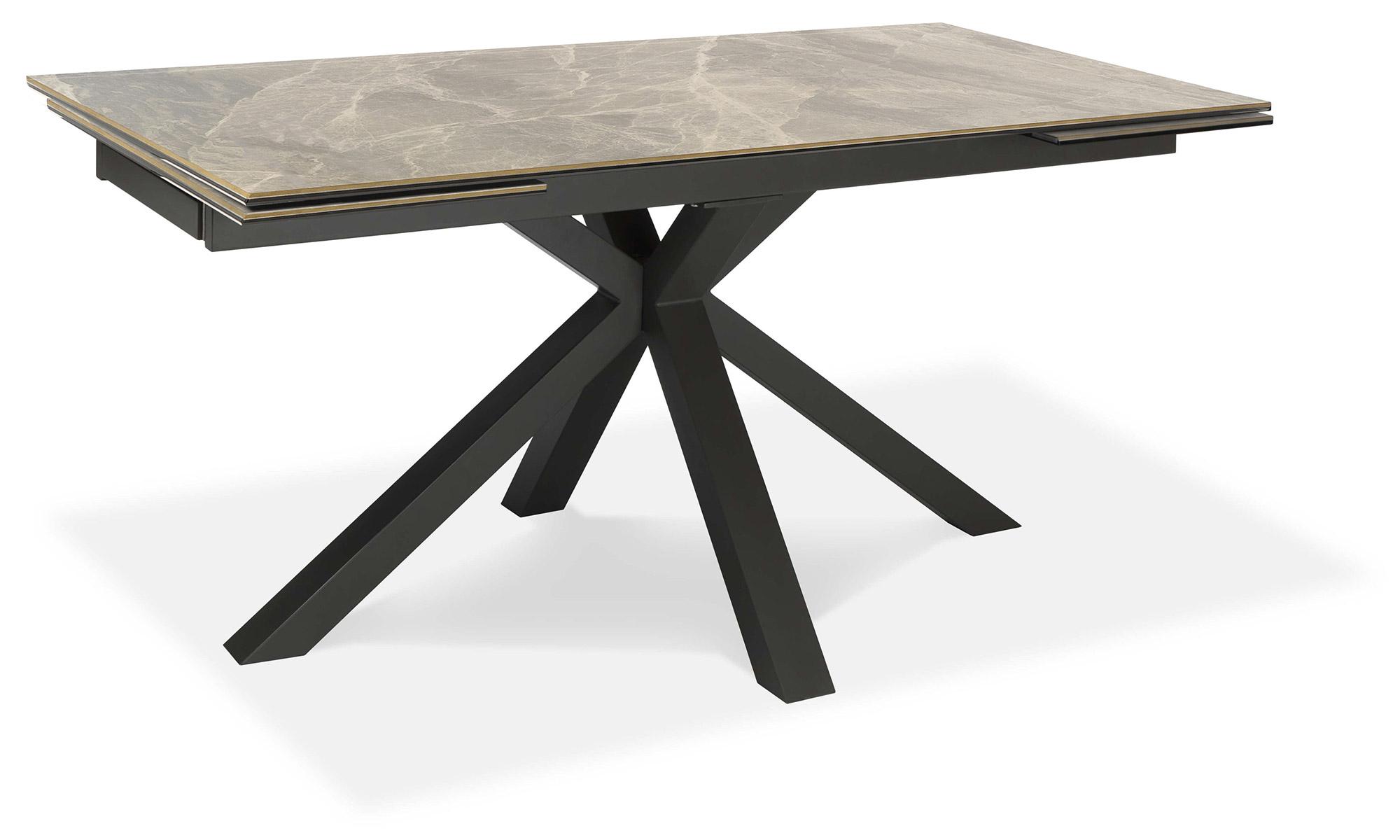 foto del prodotto tavolo allungabile 160/240x90x76 cm in metallo con top ceramica su vetro marmo grigio