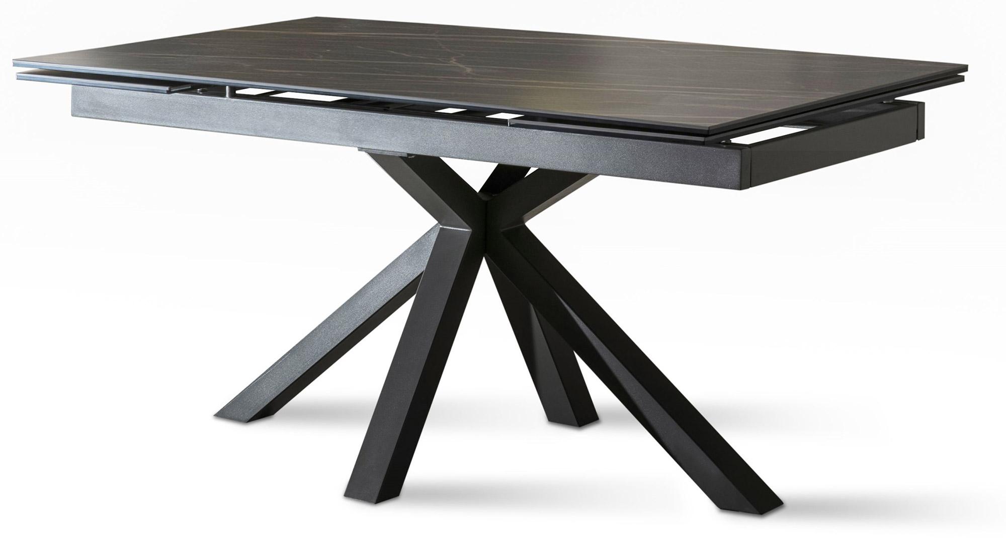 foto del prodotto tavolo allungabile 160/240x90x76 cm in metallo con top ceramica su vetro marmo nero