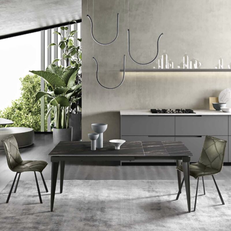 foto del prodotto tavolo allungabile 180 cm ulisse con top gre s porcellanato effetto marmo nero