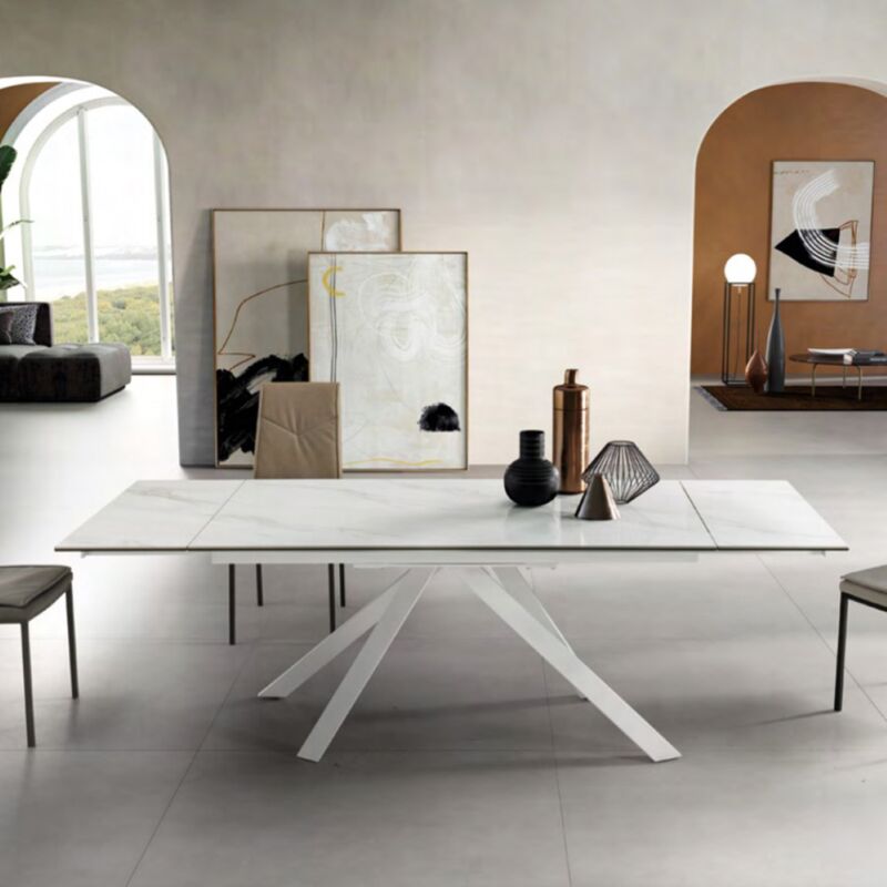 foto del prodotto tavolo allungabile 240 cm piano gre s porcellanato nestore bianco