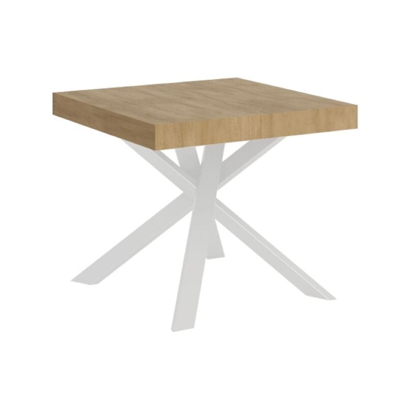 foto del prodotto tavolo allungabile 90x90 194 cm clerk piano quercia natura gambe bianche