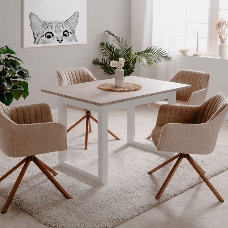 foto del prodotto tavolo allungabile color sabbia e bianco 120x80x75h cm meggy