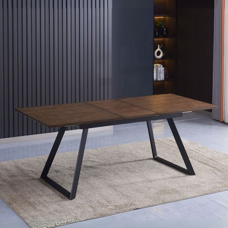 foto del prodotto tavolo allungabile colore noce e gambe nere 160x90x76h cm doky