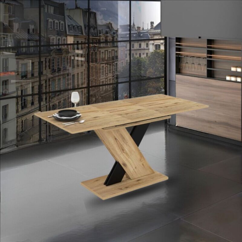 foto del prodotto tavolo allungabile colore rovere con dettaglio nero 120x75 cm axi