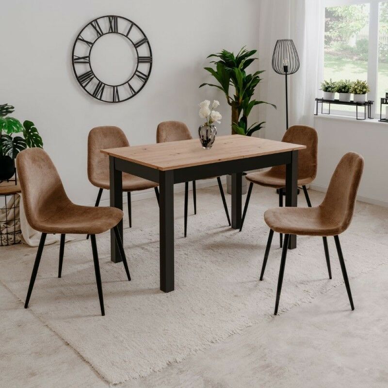 foto del prodotto tavolo allungabile colore rovere e gambe nere 120x70 cm coburg