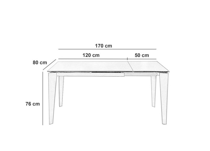 foto del prodotto tavolo allungabile da 120cm a 170cm moderno top in ceramica su vetro temperato marmo antracite