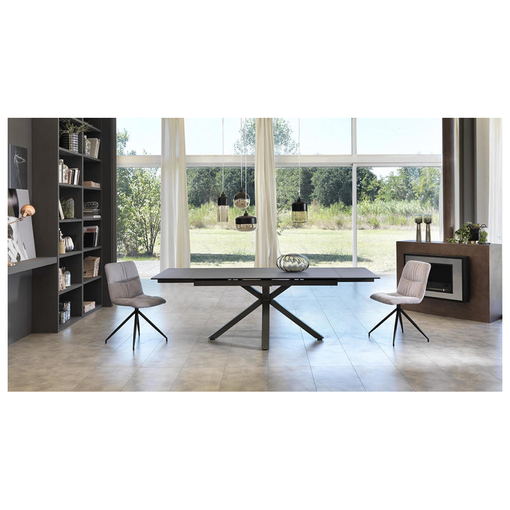 foto del prodotto tavolo allungabile da 160cm a 240cm moderno top in ceramica su vetro temperato grigio grafite
