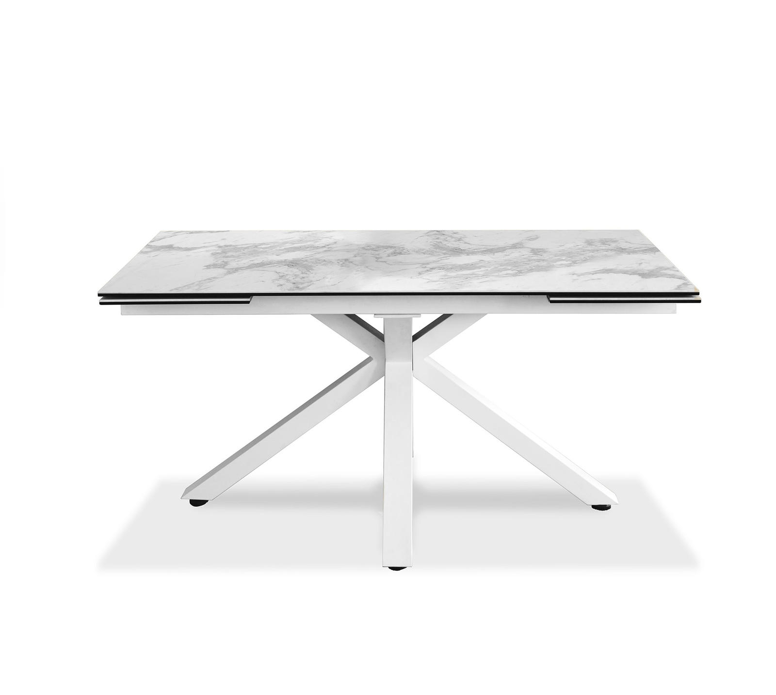 foto del prodotto tavolo allungabile da 160cm a 240cm moderno top in ceramica su vetro temperato marmo bianco