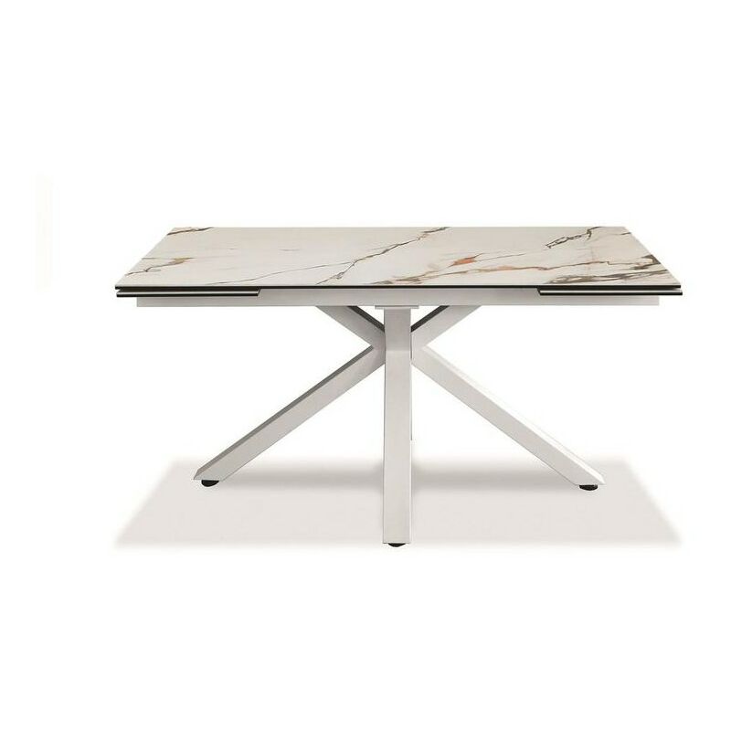 foto del prodotto tavolo allungabile da 160cm a 240cm moderno top in ceramica su vetro temperato marmo calacatta borghini