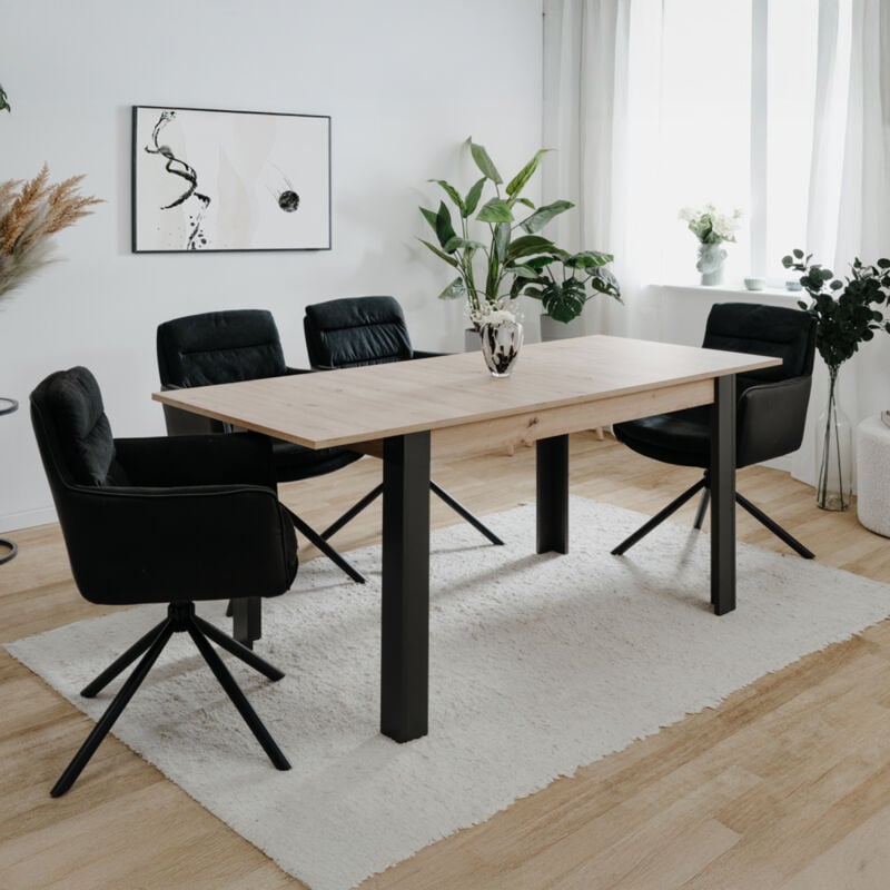 foto del prodotto tavolo allungabile da 4 a 6 persone in rovere e nero 150x80x75 tolosa