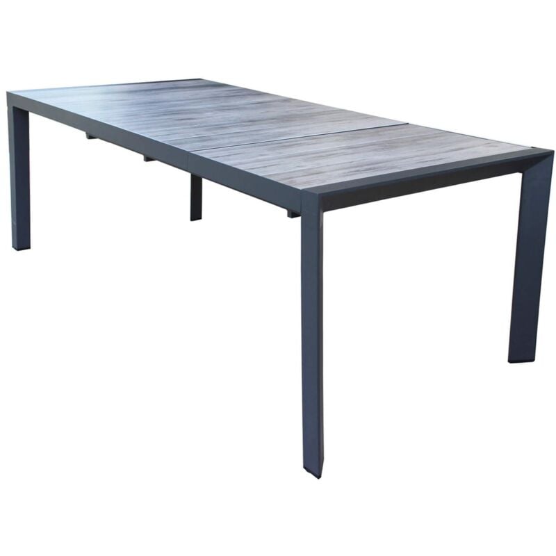 foto del prodotto tavolo allungabile da esterno giardino in alluminio con piano in gres effetto legno 175 235 cm oregon darkgrey