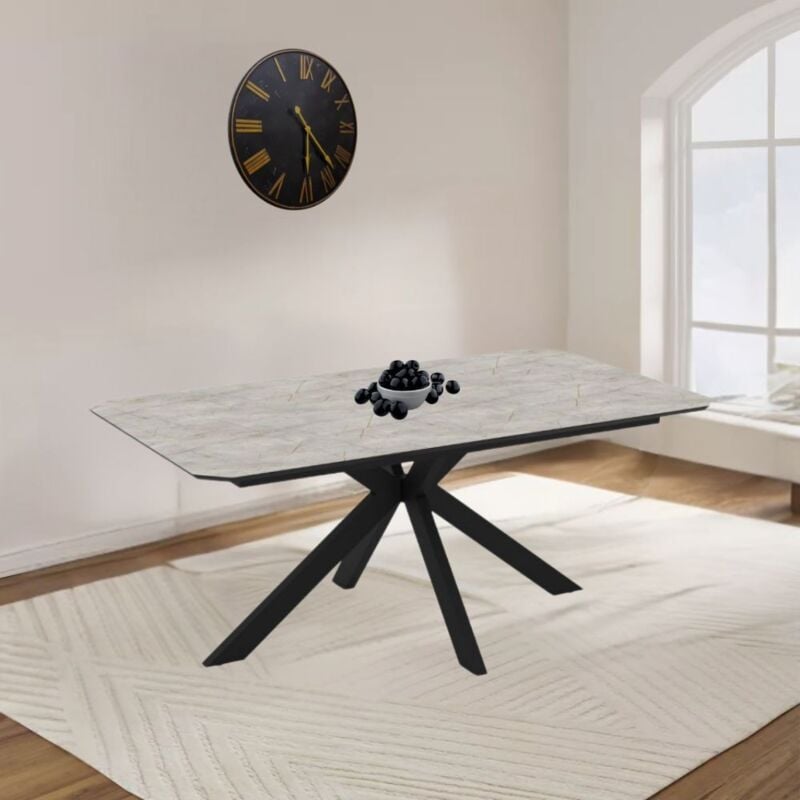 foto del prodotto tavolo allungabile elegante effetto marmo grigio opaco opera 180x100x76h opera