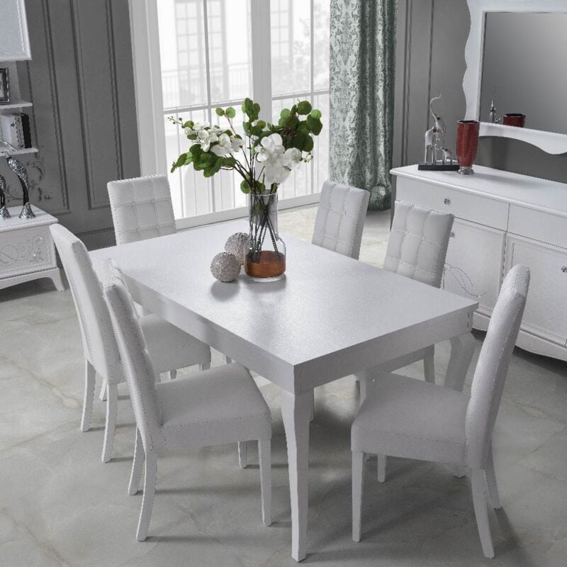foto del prodotto tavolo allungabile giselle colore bianco 160x90x78h