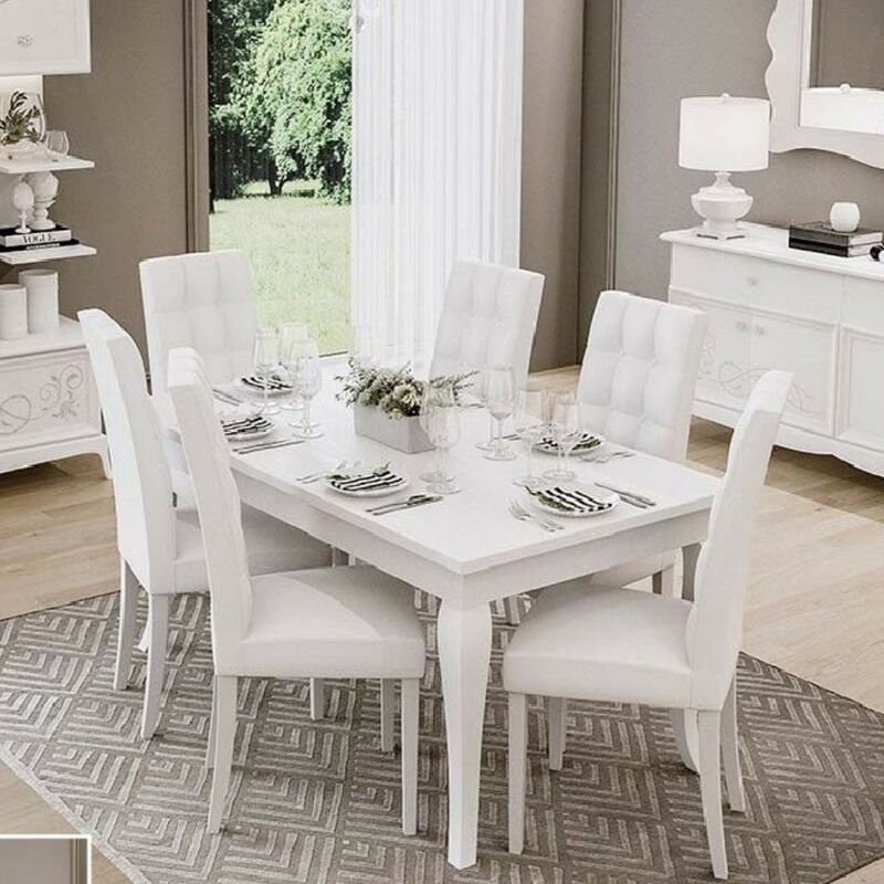 foto del prodotto tavolo allungabile in legno colore bianco 160x90 cm giselle