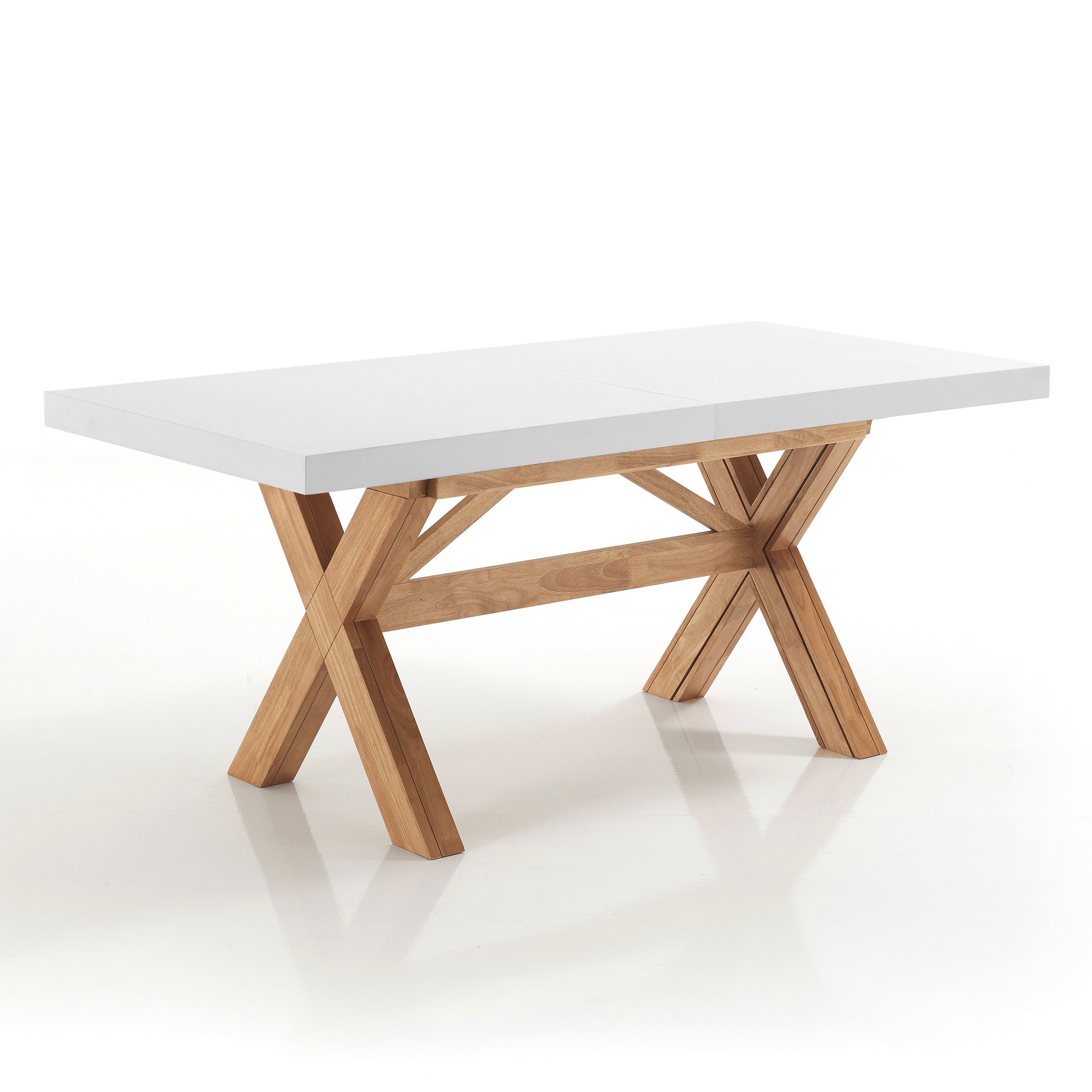foto del prodotto tavolo allungabile in legno massello bianco cm. h.80 x p.85 x l.180