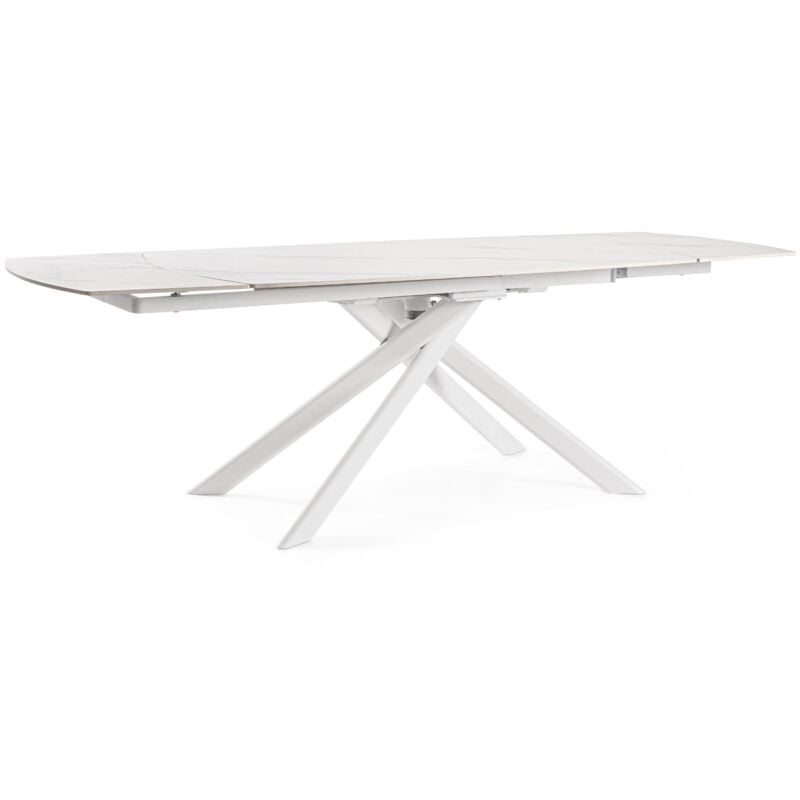 foto del prodotto tavolo allungabile joakim in gr s porcellanato e legno mango 160 240x90 bianco