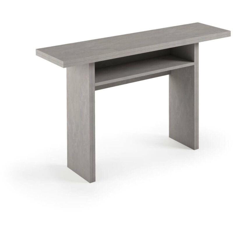 foto del prodotto tavolo allungabile lavanda, consolle multiuso allungabile, tavolo da pranzo con apertura a libro, 100 made in italy, 120x70h75 cm, cemento, con