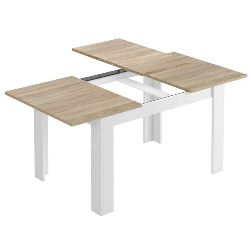 foto del prodotto tavolo allungabile midland, tavolo per sala da pranzo allungabile, tavolo da pranzo estensibile con allunga, cm 140 190x90h78, rovere e bianco, con