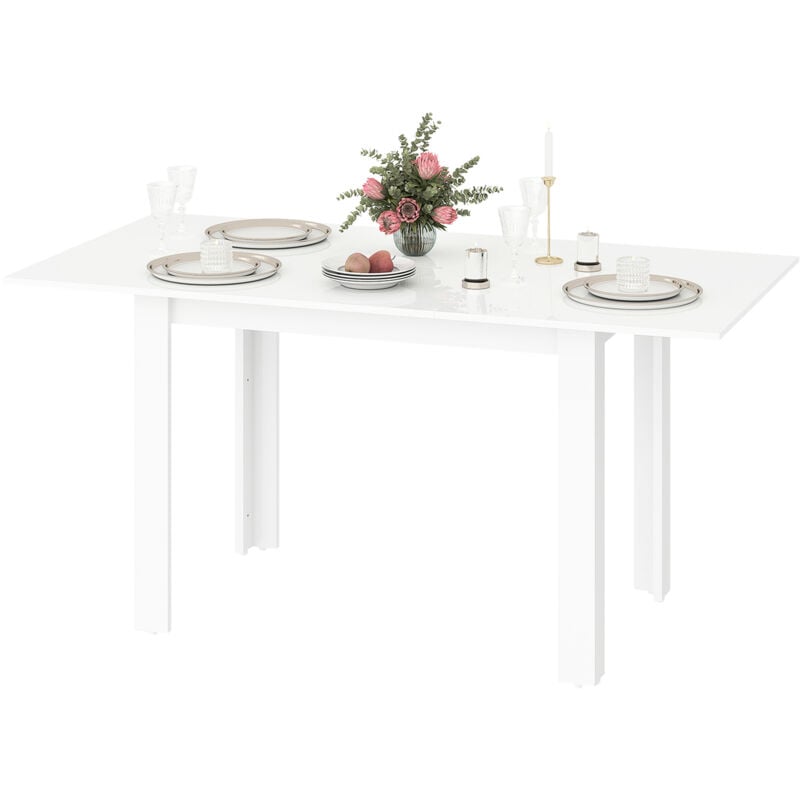 foto del prodotto tavolo allungabile moderno per 4 6 persone 120 160x80x78 cm bianco homcom