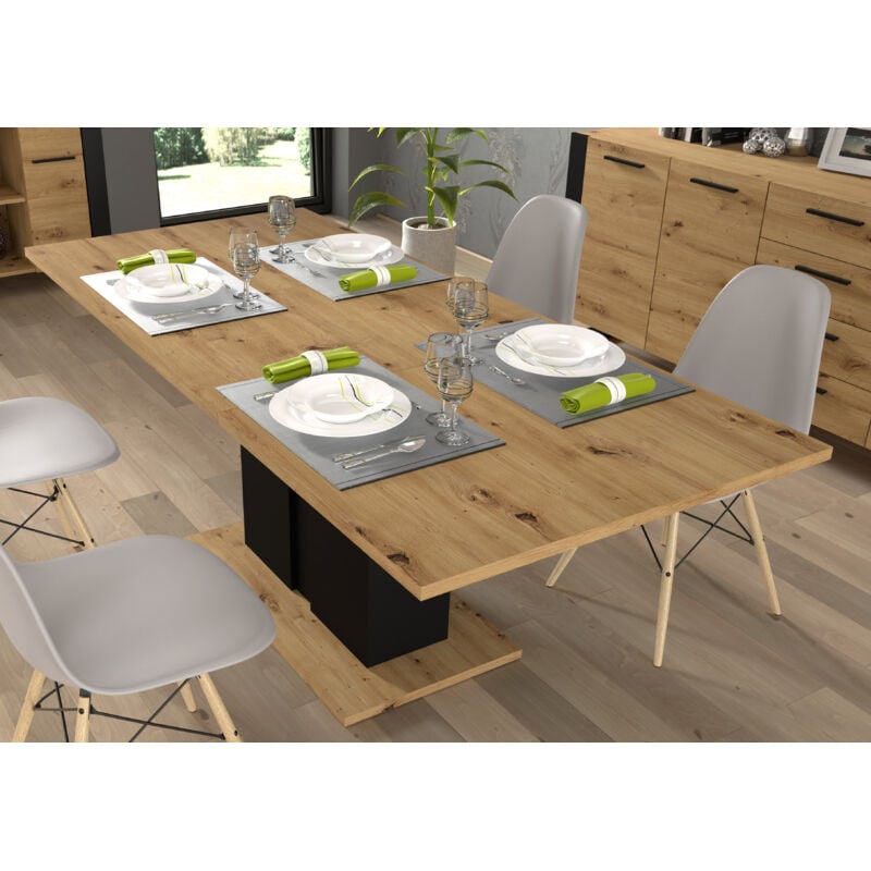 foto del prodotto tavolo allungabile nuka i 140 200 cm in rovere artigianale nero opaco