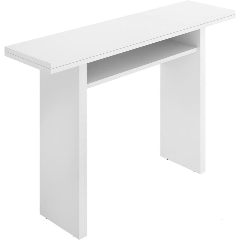 foto del prodotto tavolo allungabile rodella, consolle estensibile ausiliare multiposizione,tavolo da pranzo pieghevole con piano abbattibile, 110x33/66h75 cm, bianco, con imballo rinforzato - dmora