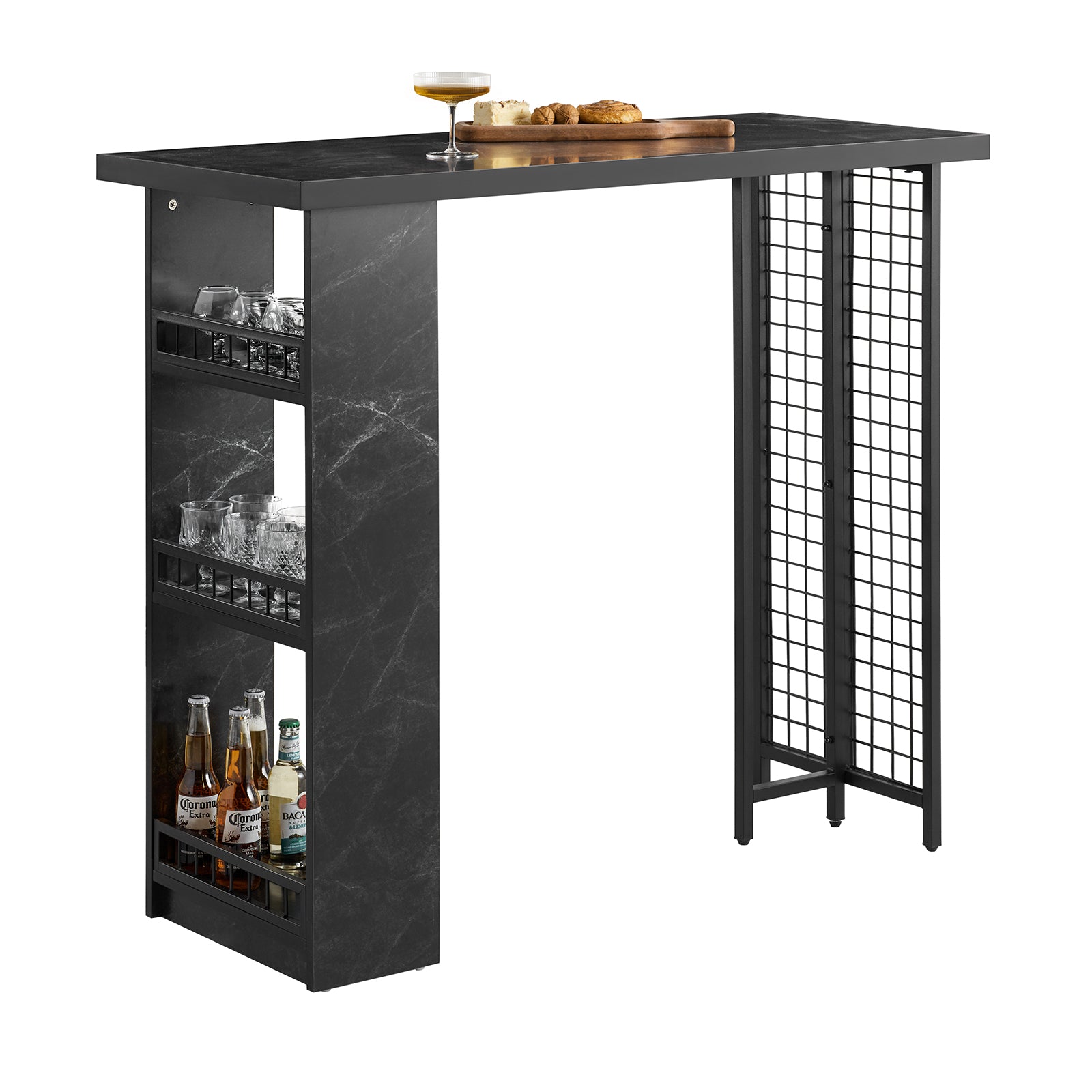 foto del prodotto tavolo alto bar tavolo da pranzo tavolo da balcone penisola cucina nero 120x50x105cm fwt100 sch sobuy