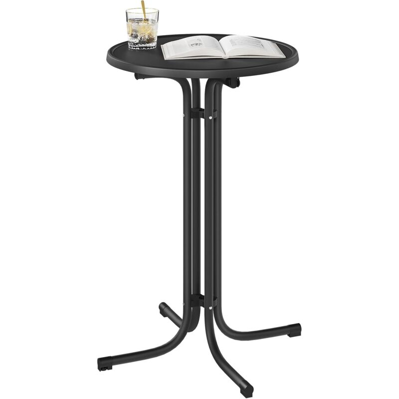 foto del prodotto tavolo alto da bar rotondo pieghevole 70x110cm, nero - woltu