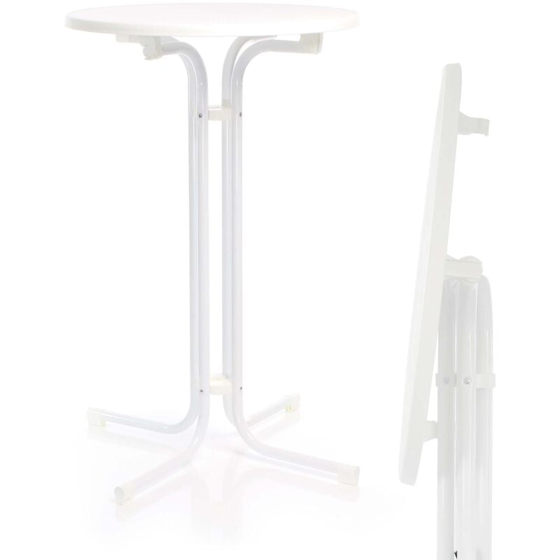 foto del prodotto tavolo alto da bar rotondo pieghevole bianco 70 cm h 110 cm per interno ed esterno toboli