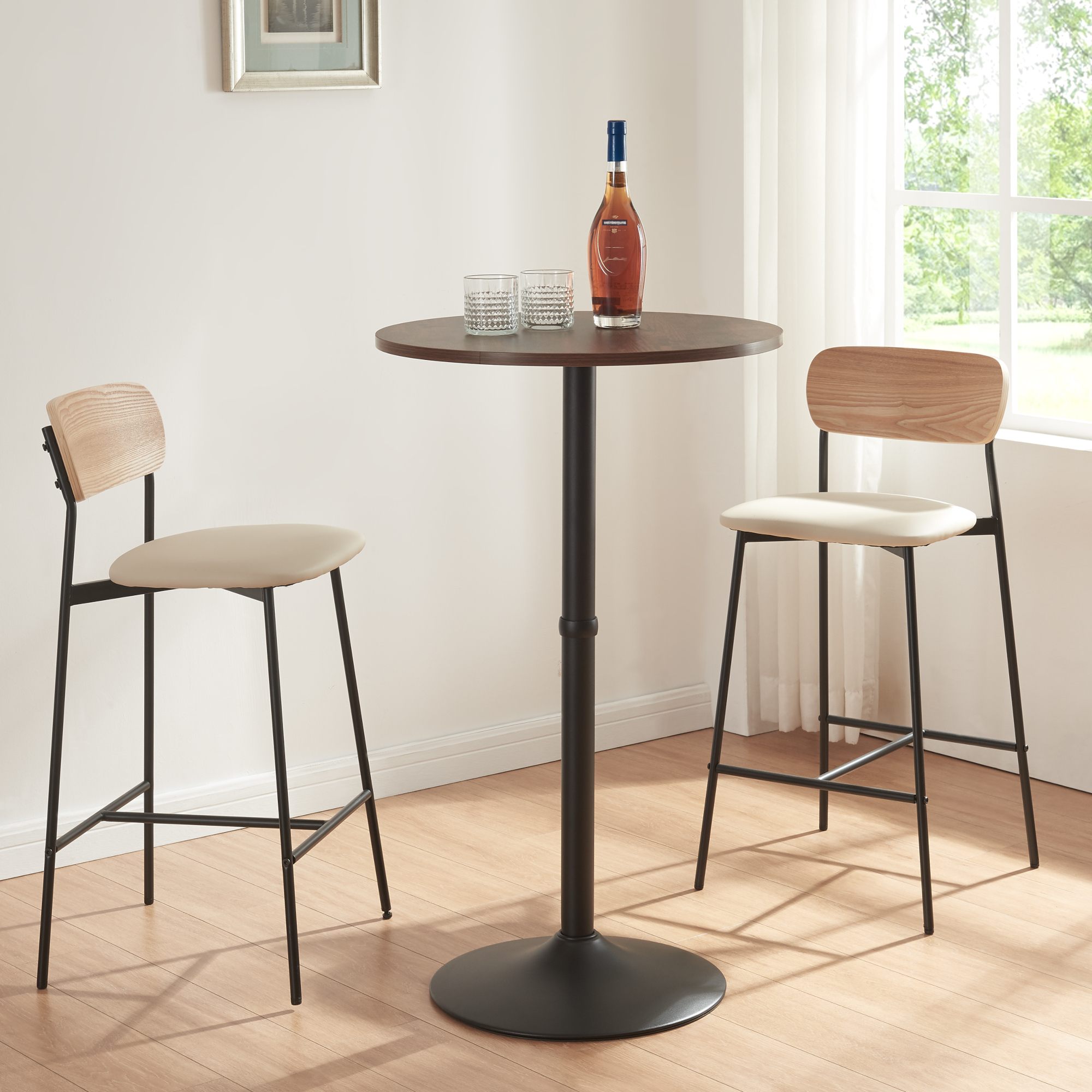 foto del prodotto tavolo alto da bar vantaa 60 x 100 cm nero effetto noce en.casa 