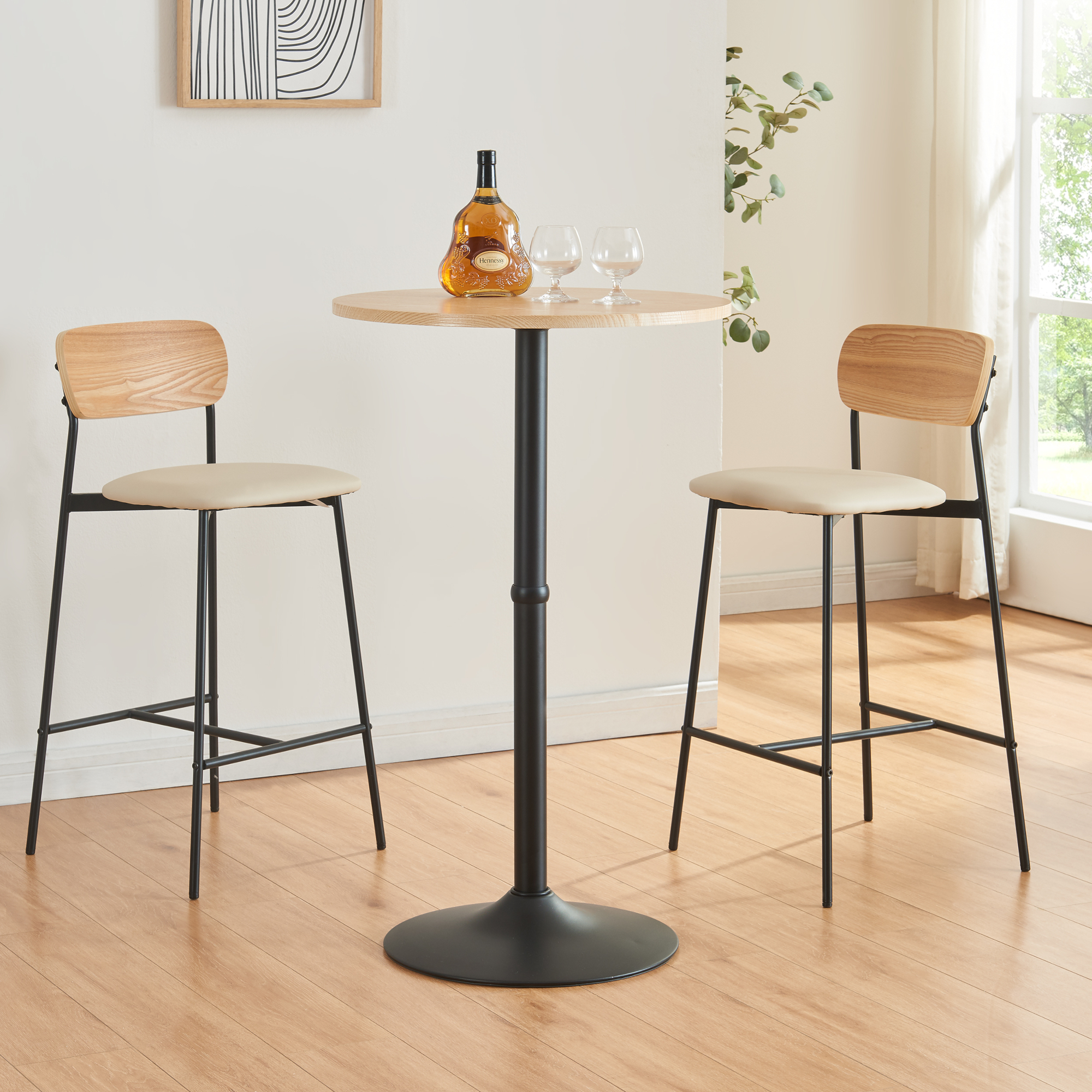 foto del prodotto tavolo alto da bar vantaa 60 x 100 cm nero effetto rovere en.casa 