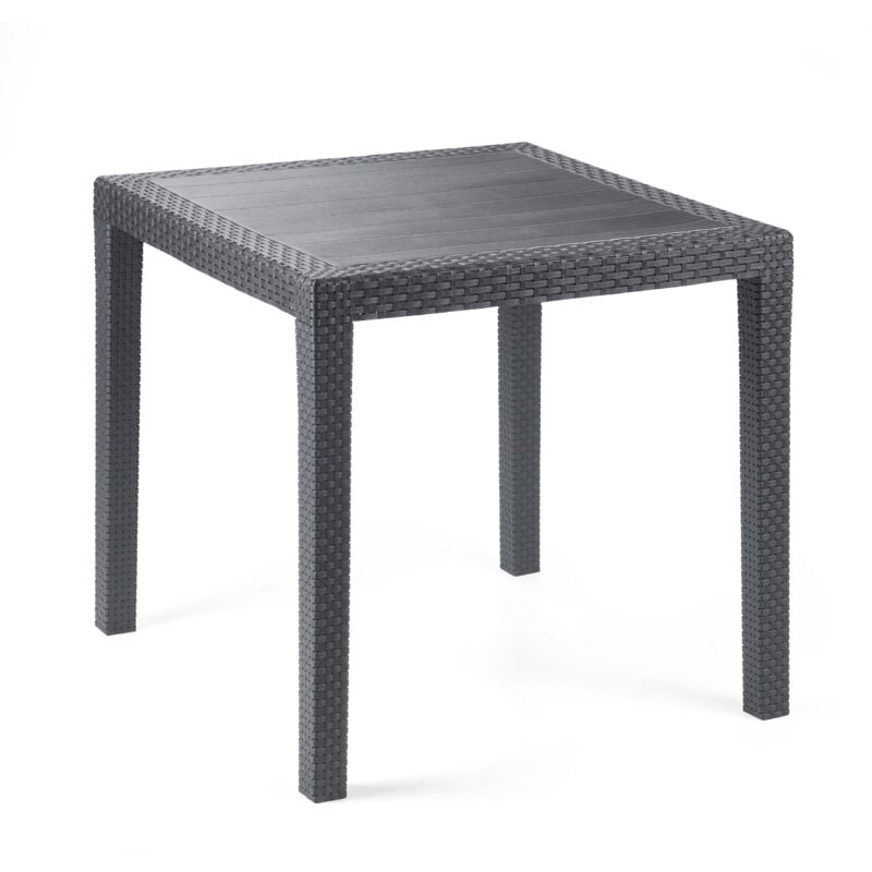 foto del prodotto tavolo antracite effetto rattan in polipropilene 79x79x72 cm