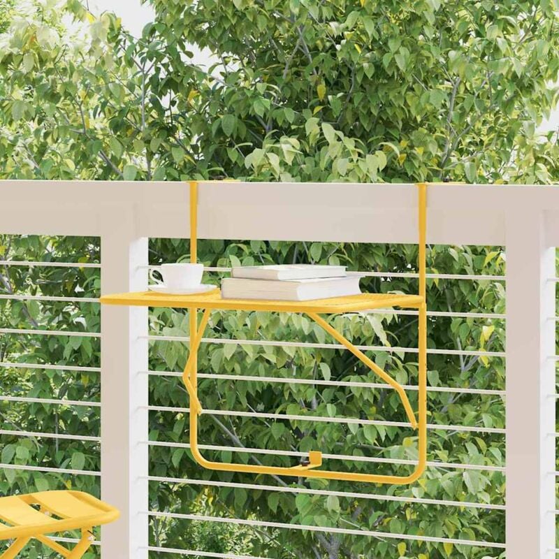 foto del prodotto tavolo appeso da balcone senape 60 x 39 x 65 cm acciaio vidaxl