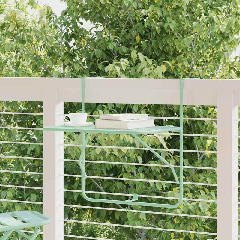 foto del prodotto tavolo appeso da balcone verde menta 60 x 39 x 65 cm acciaio vidaxl