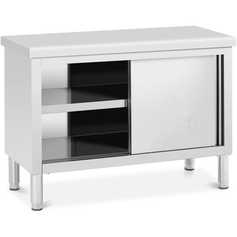 foto del prodotto tavolo armadiato inox 120 x 50 cm tavolo acciaio inox armadiato