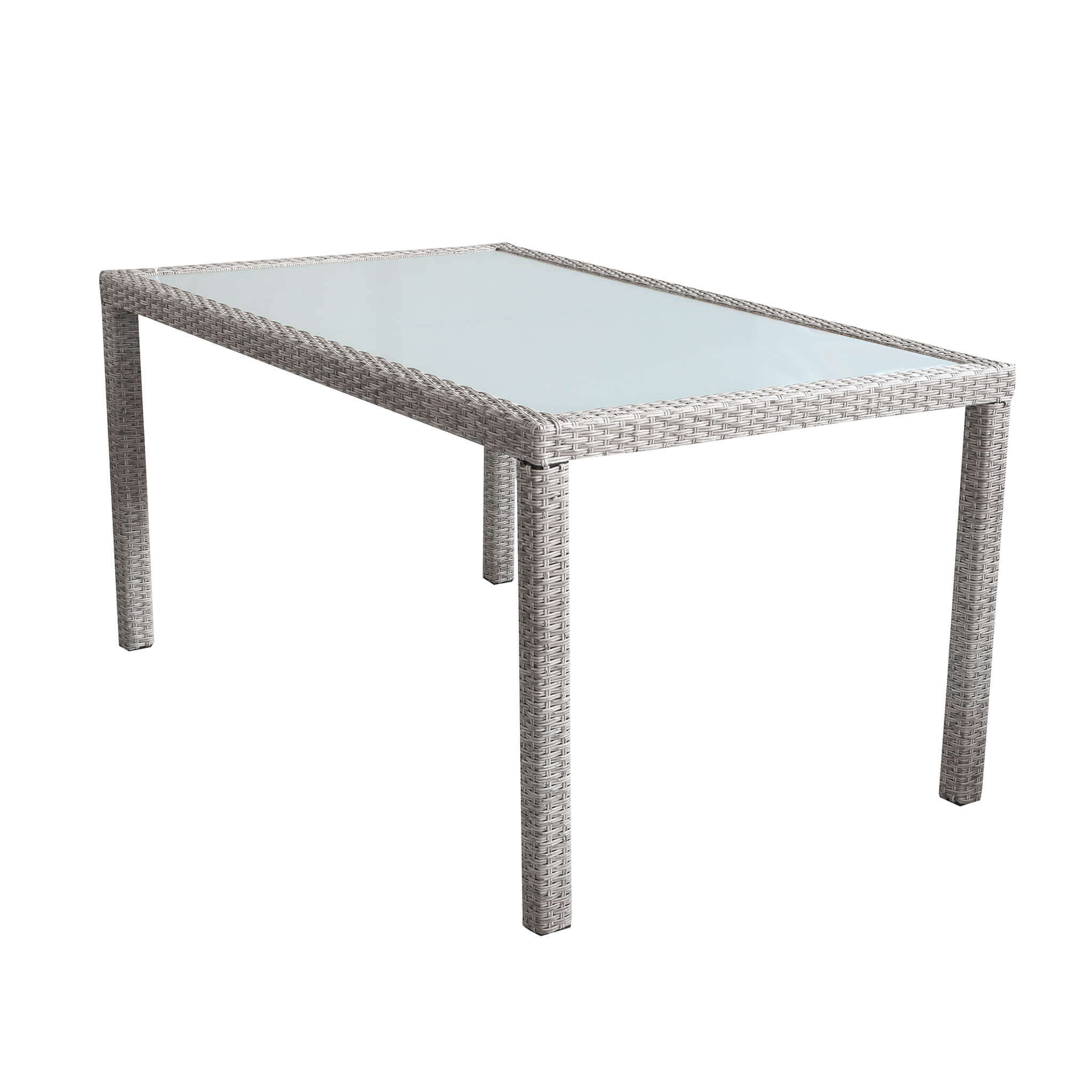 foto del prodotto tavolo azore in acciaio e wicker grigio chiaro 150 x 90cm