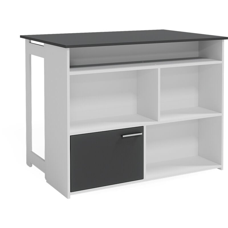 foto del prodotto tavolo bar alto dominic, antracite bianco, 116 x 37 cm 4x scomparti aperti e 1x porta vicco