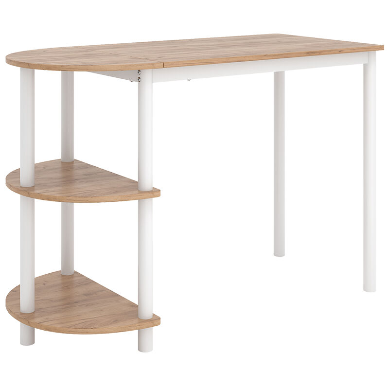 foto del prodotto tavolo bar alto freetown, quercia dorata bianco, 110 x 50 cm con ripiani aperti vicco