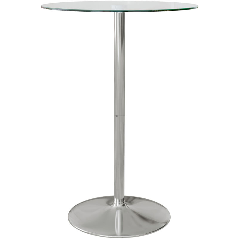 foto del prodotto tavolo bar alto rotondo moderno in vetro e acciaio 70x102cm trasparente homcom