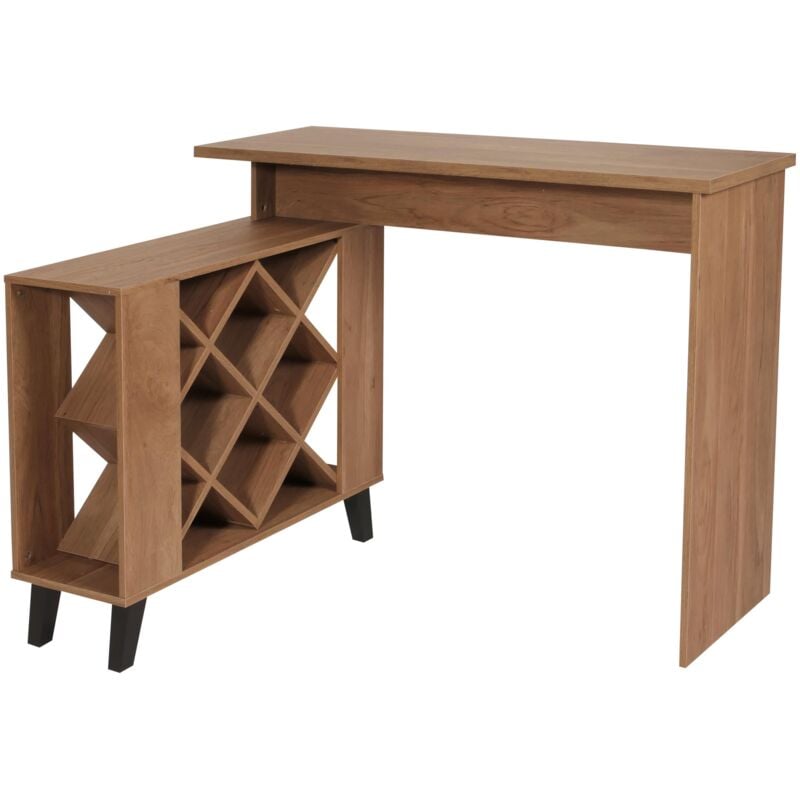 foto del prodotto tavolo bar bancone portabottiglie portabottiglie vani portaoggetti 93 x 120 x 98 cm mdf marrone 040008515
