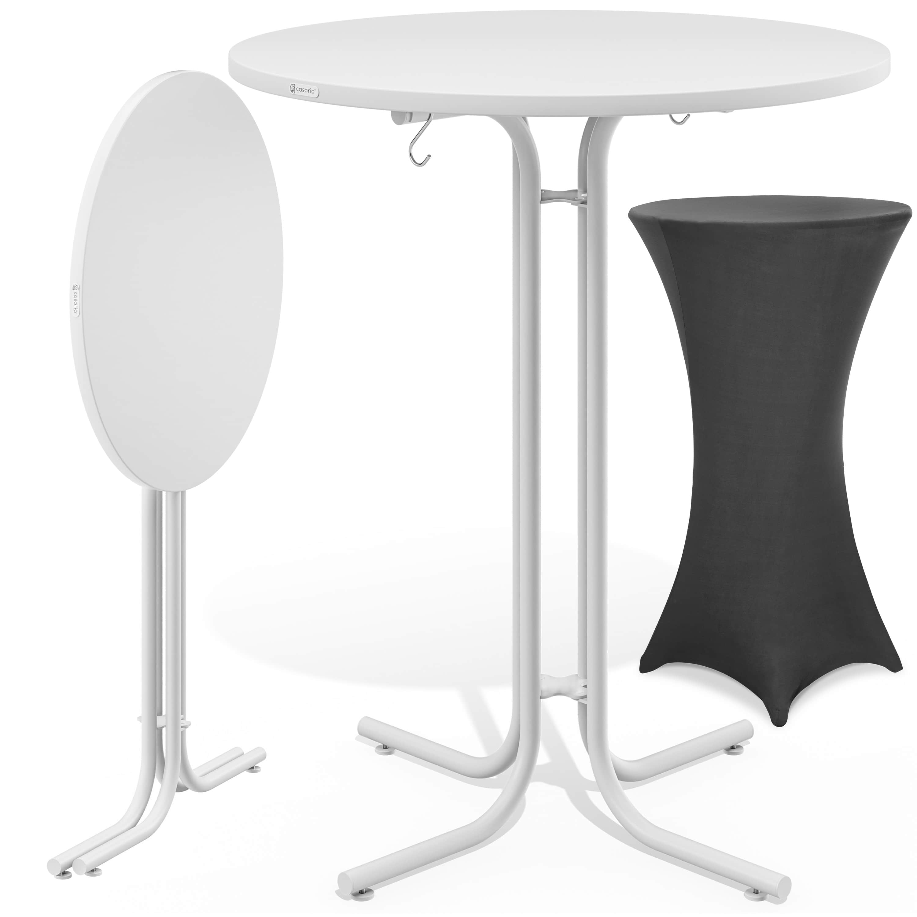 foto del prodotto tavolo bar bianco 110x70cm copertura tavolo bar grigio 70cm