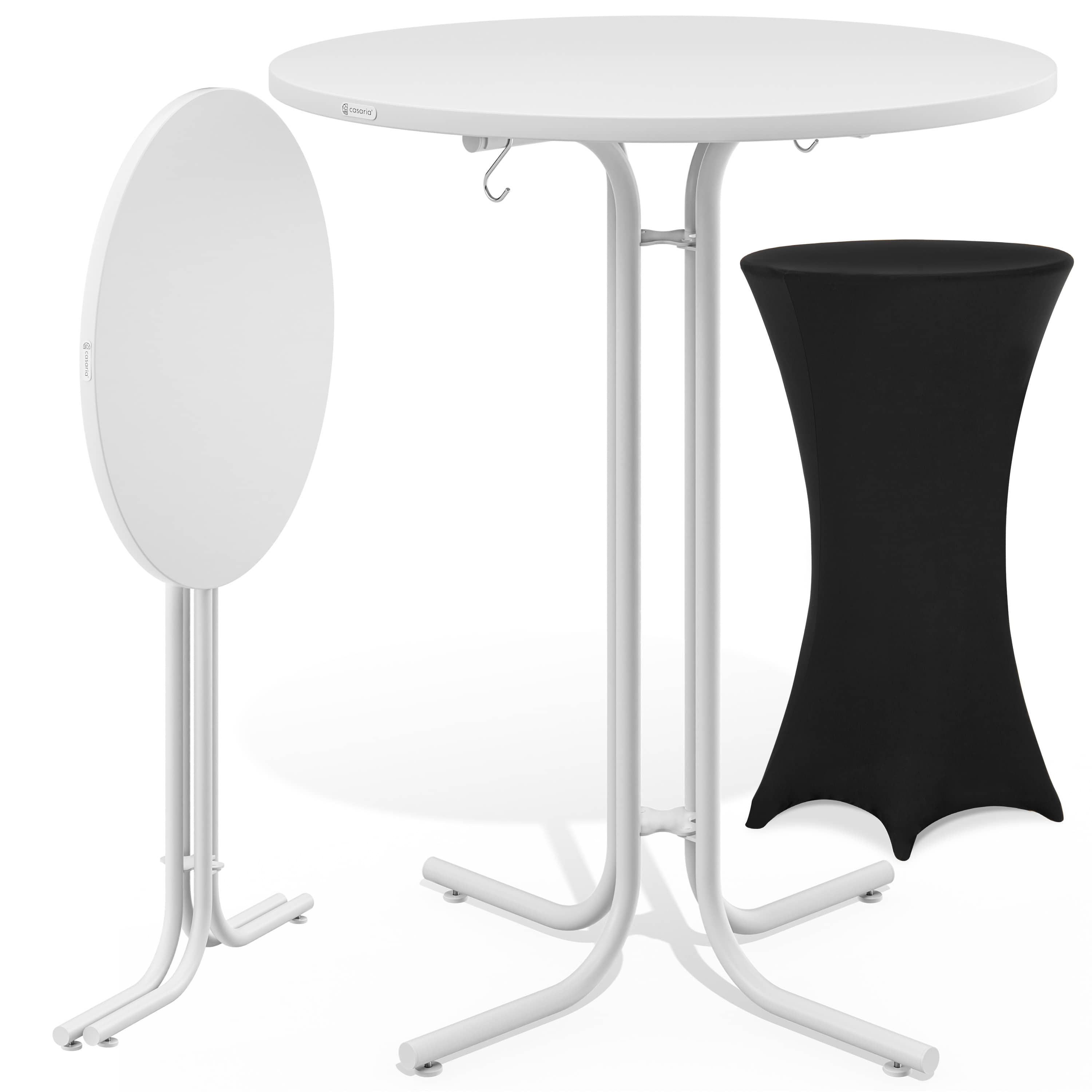 foto del prodotto tavolo bar bianco 110x70cm copertura tavolo bar nero 70cm