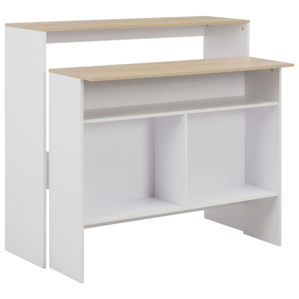 foto del prodotto tavolo bar con 2 piani d appoggio bianco e rovere 130x40x120cm vidaxl