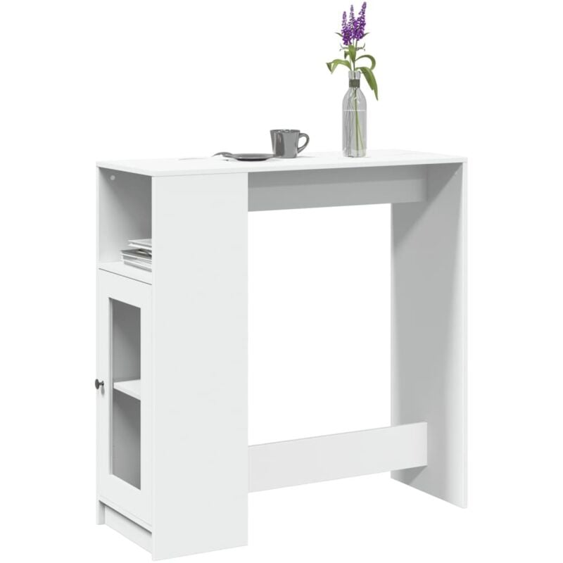 foto del prodotto tavolo bar con rastrelliera bianco 101x40x103,5 cm multistrato vidaxl