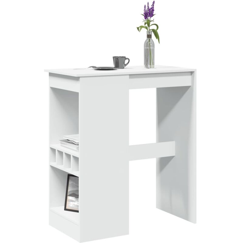 foto del prodotto tavolo bar con rastrelliera bianco 90x47,5x103,5 cm truciolato vidaxl