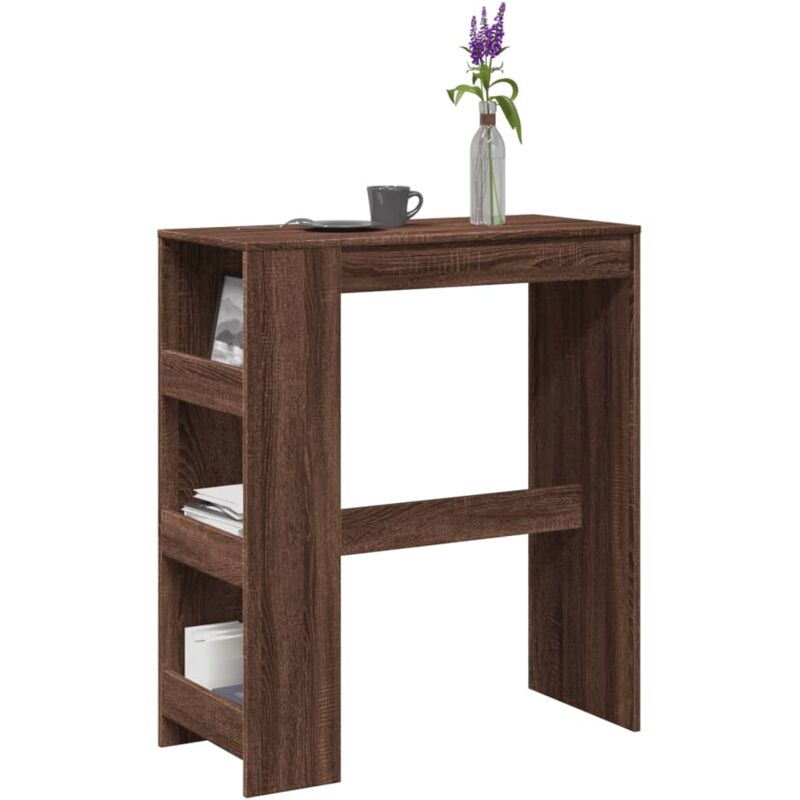 foto del prodotto tavolo bar con rastrelliera marrone 90x40x103,5 cm multistrato vidaxl