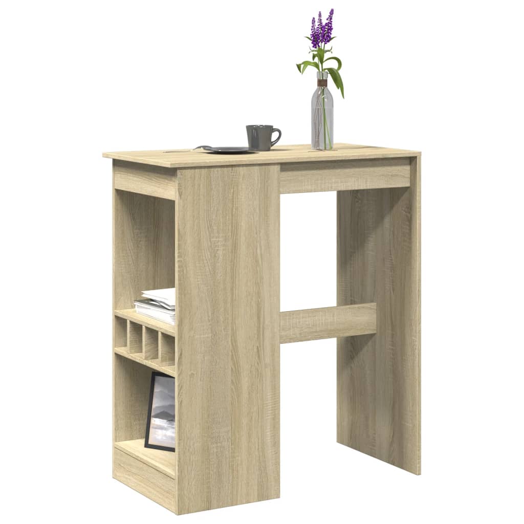foto del prodotto tavolo bar con rastrelliera sonoma 90x47,5x103,5 cm multistrato