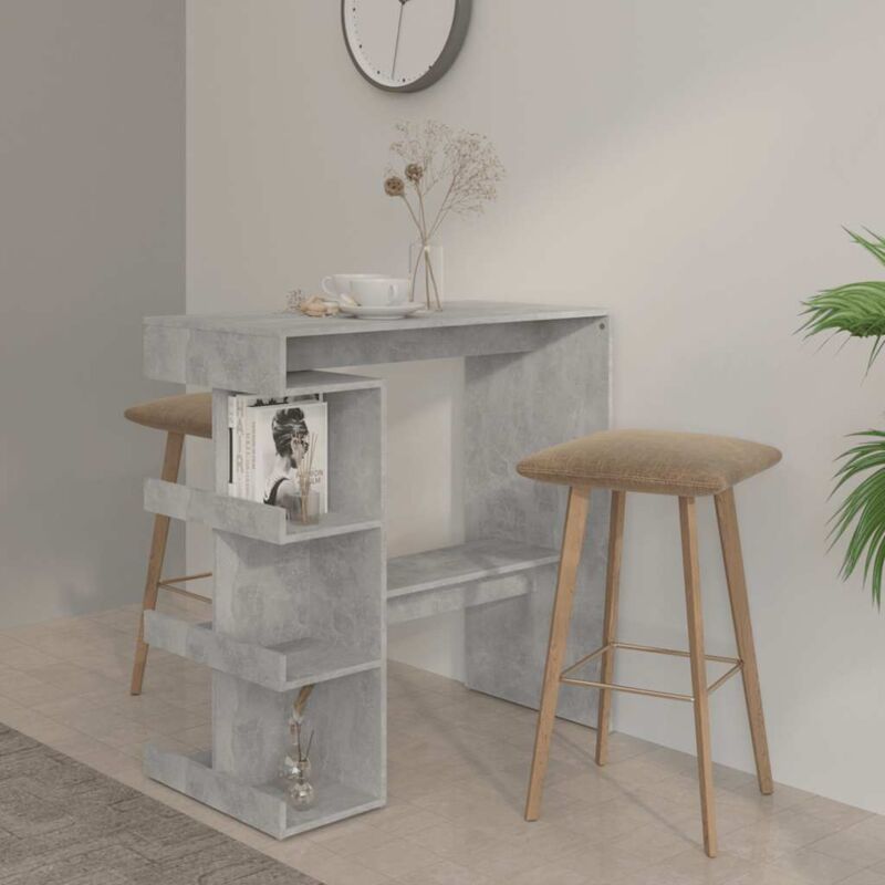foto del prodotto tavolo bar con ripiani grigio cemento 100x50x101,5cm truciolato vidaxl