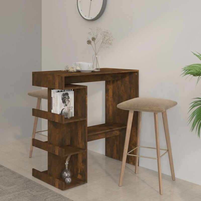 foto del prodotto tavolo bar con ripiani rovere fumo 100x50x101,5cm in truciolato vidaxl